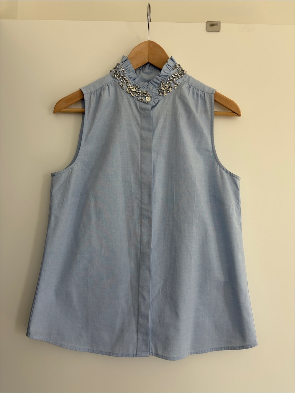 J.Crew Embellished Collar Sleeveless Blouse Blue - Size 4